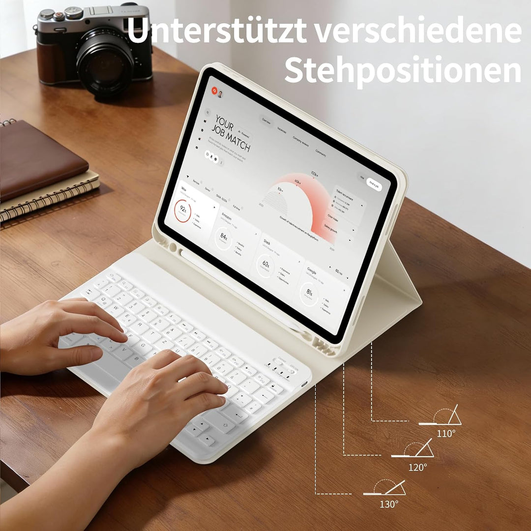 Tastatur Hülle für iPad Air 11 Zoll M4/M3/M2 &amp; iPad Air 5./4. Gen Creme Weiss, Creme Weiss