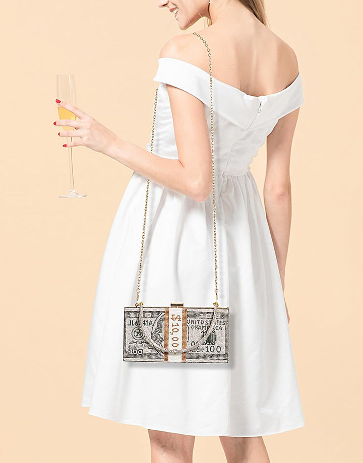Covelin Dollar Clutch börse für Frauen Strass Abendhandtasche tasche, Grau (grau), Small, Grau