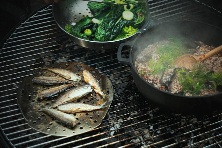 Fiskars Norden Grill Chef Gusseisentopf, Ø 30 cm, Für alle Kochfelder geeignet, Edelstahl-Deckel, 10