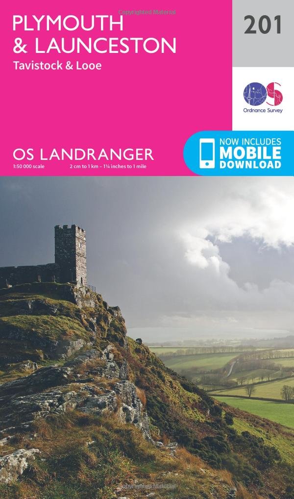 Plymouth & Launceston, Tavistock & Looe (OS Landranger Map, Band 201), Karte