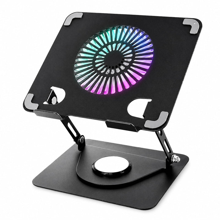 Aicharynic Laptop Ständer mit RGB Laptop Kühler, 360° Schwenkbar, 8KG Tragkraft, Belüfteter Notebook