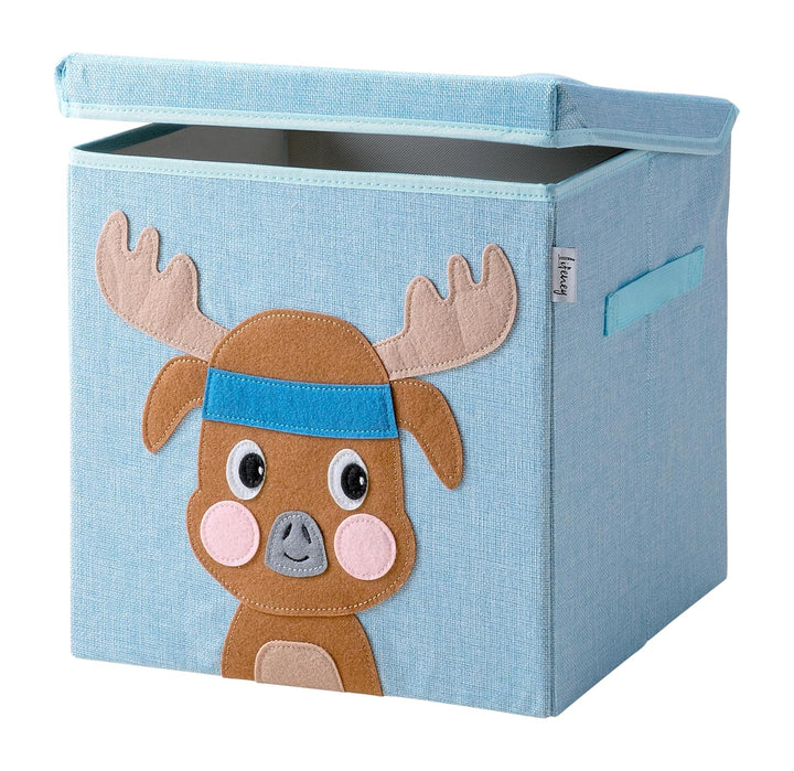 Aufbewahrungsbox mit Deckel und Hirsch I Spielzeugbox mit Tiermotiv passend für Würfelregale I Ordnu