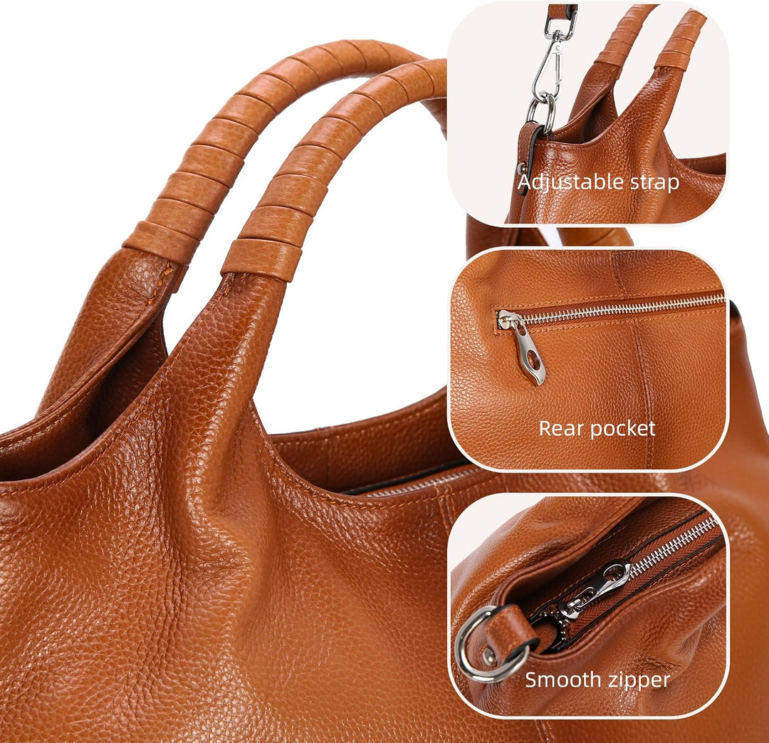 Iswee Geldbörsen und Handtaschen aus echtem Leder für Damen, Schultertasche, Tragegriff, Umhängetasc