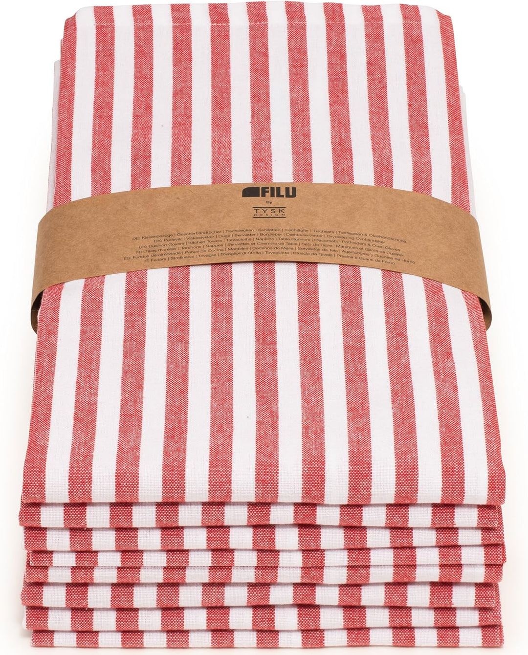 FILU Geschirrhandtücher 8er Pack Rot/Weiss gestreift (Farbe und Design wählbar) 45 x 70 cm - hochwer