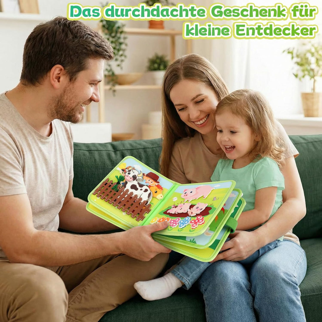 25‑in‑1 Bauernhof Busy Board ab 1 Jahr für unterwegs | Quiet Book Montessori Spielzeug, Geschenk für
