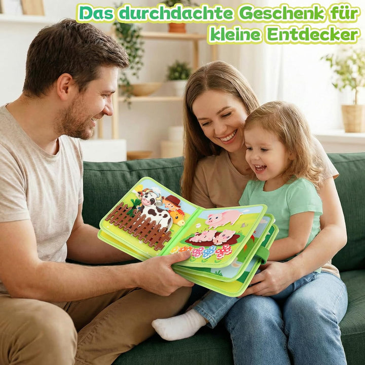 25‑in‑1 Bauernhof Busy Board ab 1 Jahr für unterwegs | Quiet Book Montessori Spielzeug, Geschenk für