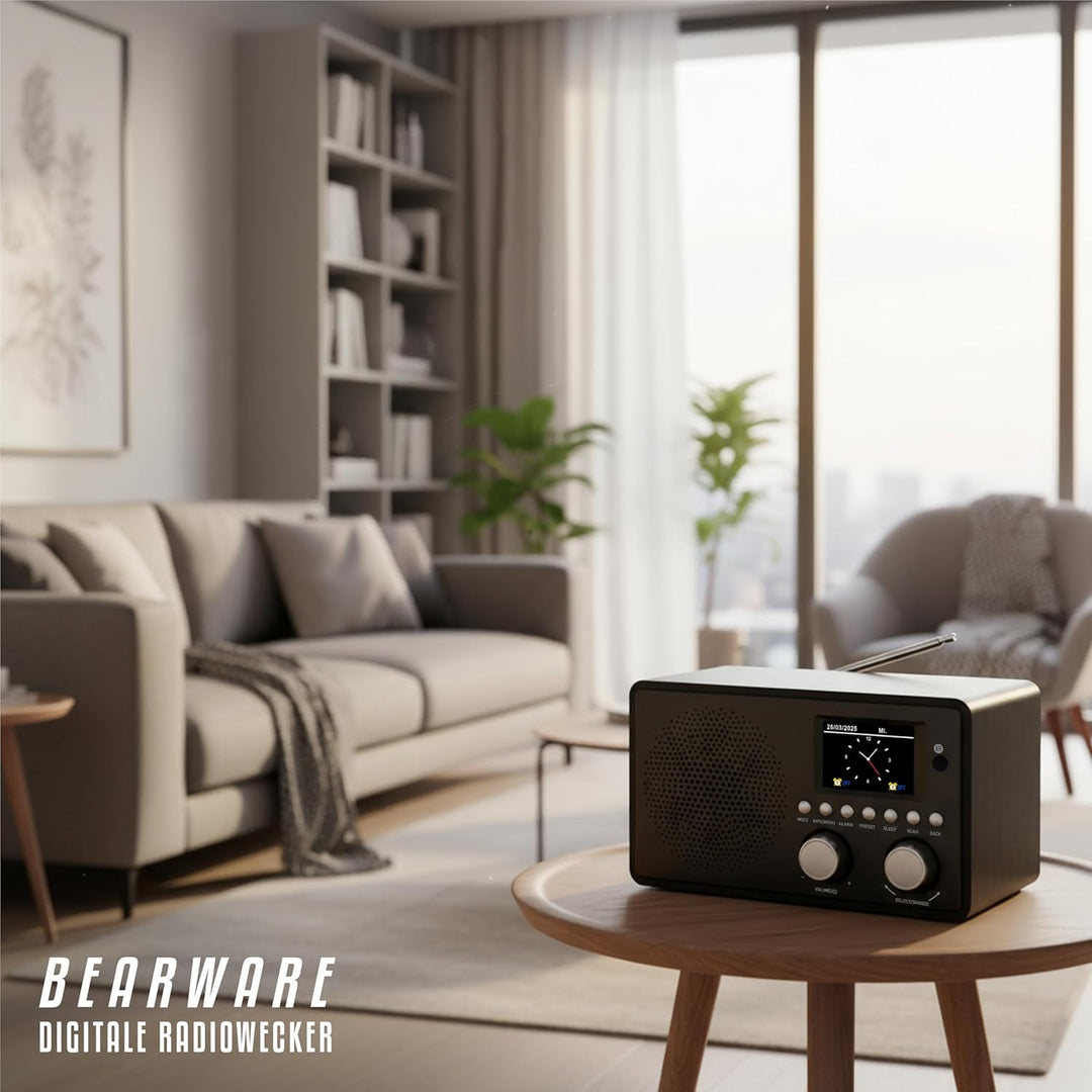 CSL - DAB+ Radio mit TFT Display und Fernbedienung - Bluetooth DAB Plus Radiowecker – DAB DAB+ FM-Ra