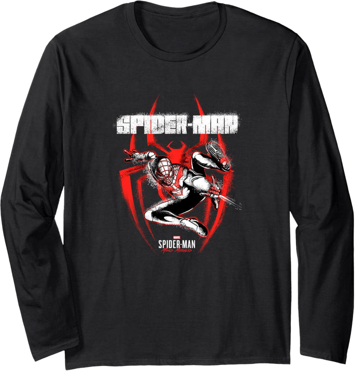 Marvel Spider-Man: Miles Morales Spray Paint Logo Langarmshirt