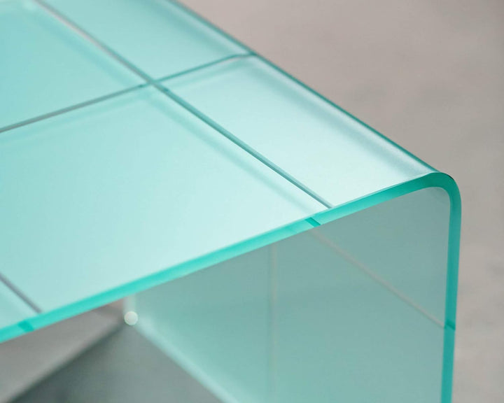 IMAGO FACTORY Audrey Couchtisch, Brücke aus satiniertem Glas, modern, Wohnzimmertisch, gross, Coucht