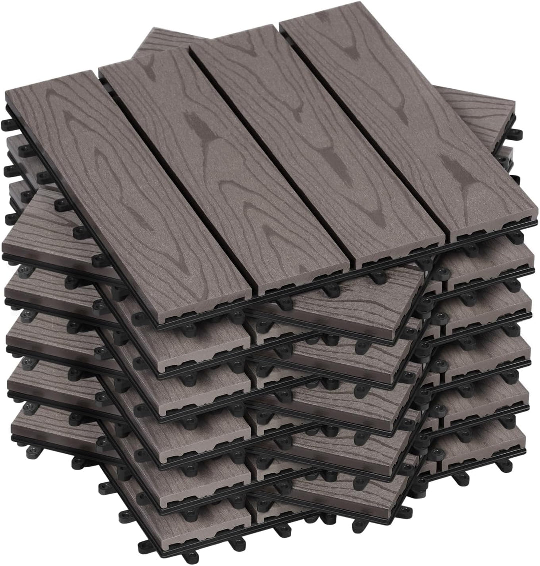 WOLTU GTF002hco WPC Terrassenfliesen Terrassendielen Fliese in Holzoptik Bodenbelag mit klicksystem