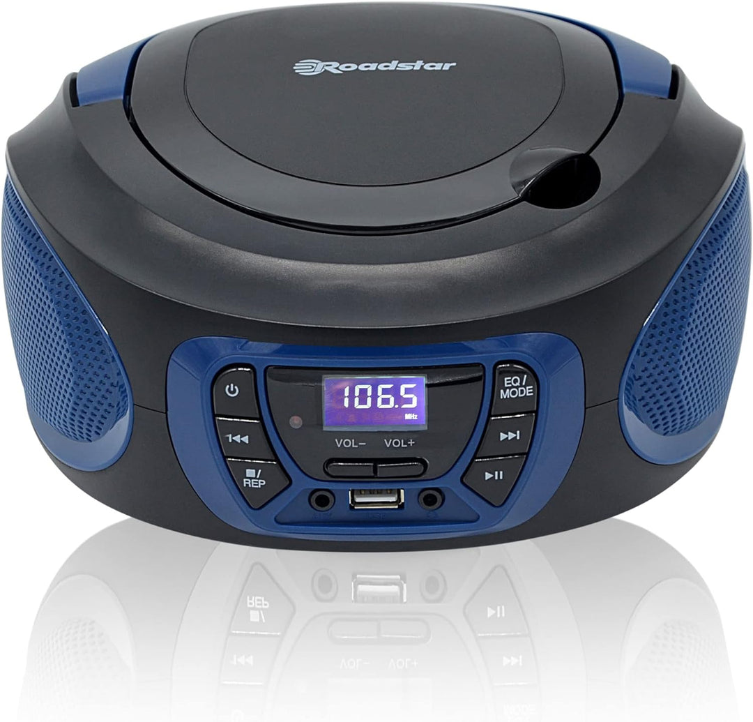 Roadstar CDR-365U/BL Tragbarer Radio-CD-Spieler Digital FM PLL, Boombox-CD-Spieler, CD-R, CD-RW, CD-