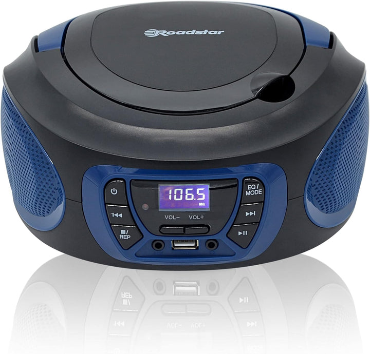 Roadstar CDR-365U/BL Tragbarer Radio-CD-Spieler Digital FM PLL, Boombox-CD-Spieler, CD-R, CD-RW, CD-
