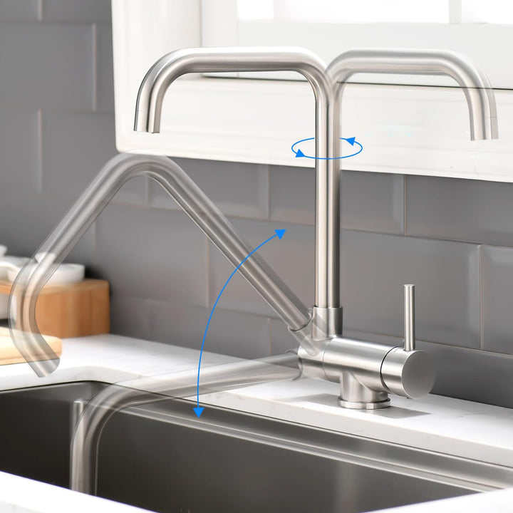 AIMADI küchenarmatur mit Klappbar Fenster Wasserhahn Küche Vorfenster Armatur Küche aus Edelstahl Mi