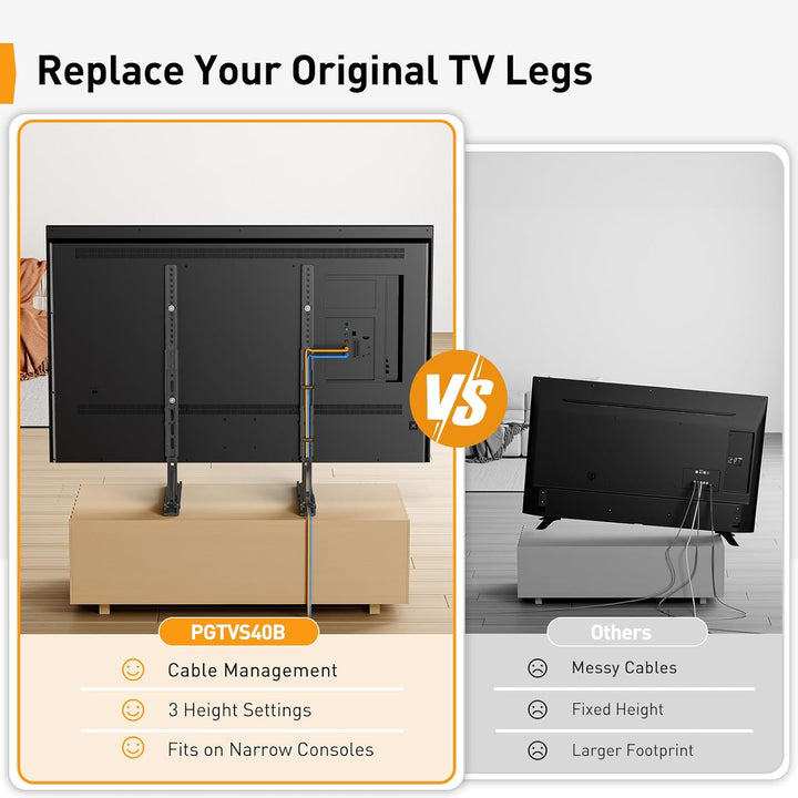 Perlegear Universal TV Standfüsse Füsse für 22-70 Zoll Fernseher, Tisch TV Ständer Standfuss mit 3 H