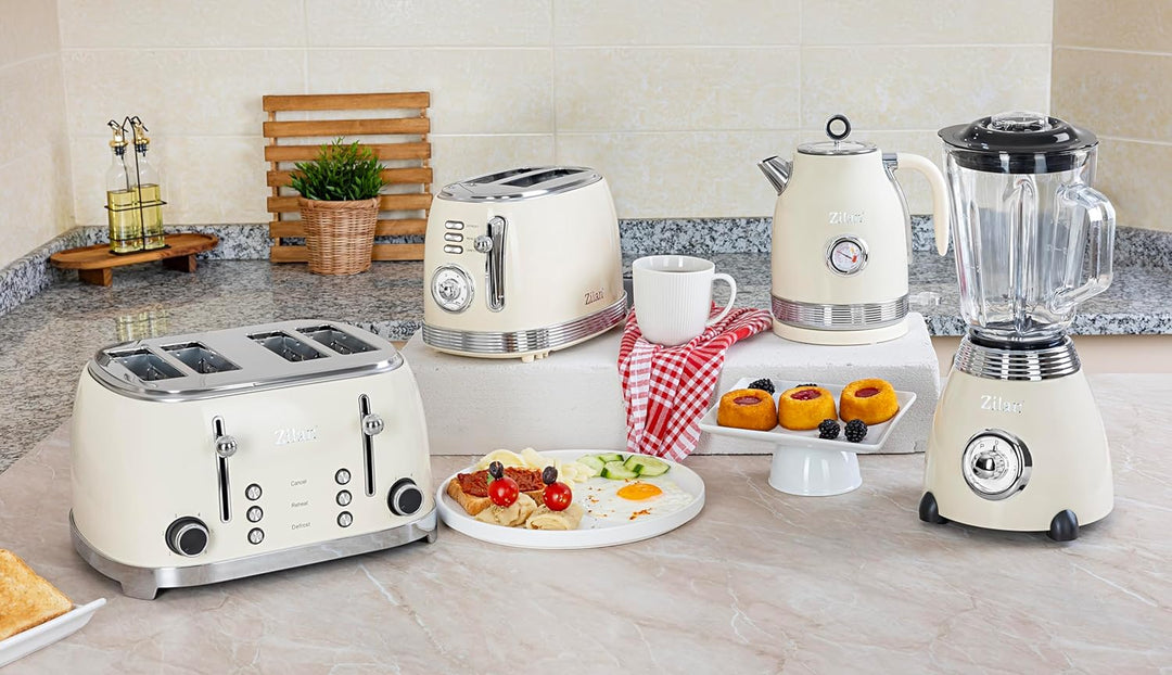 Standmixer Retro mit 1,5L Glasbehälter Zerkleinerer Smoothie Maker Mixer Edelstahlklinge 2 Geschwind