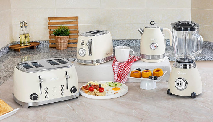 Standmixer Retro mit 1,5L Glasbehälter Zerkleinerer Smoothie Maker Mixer Edelstahlklinge 2 Geschwind