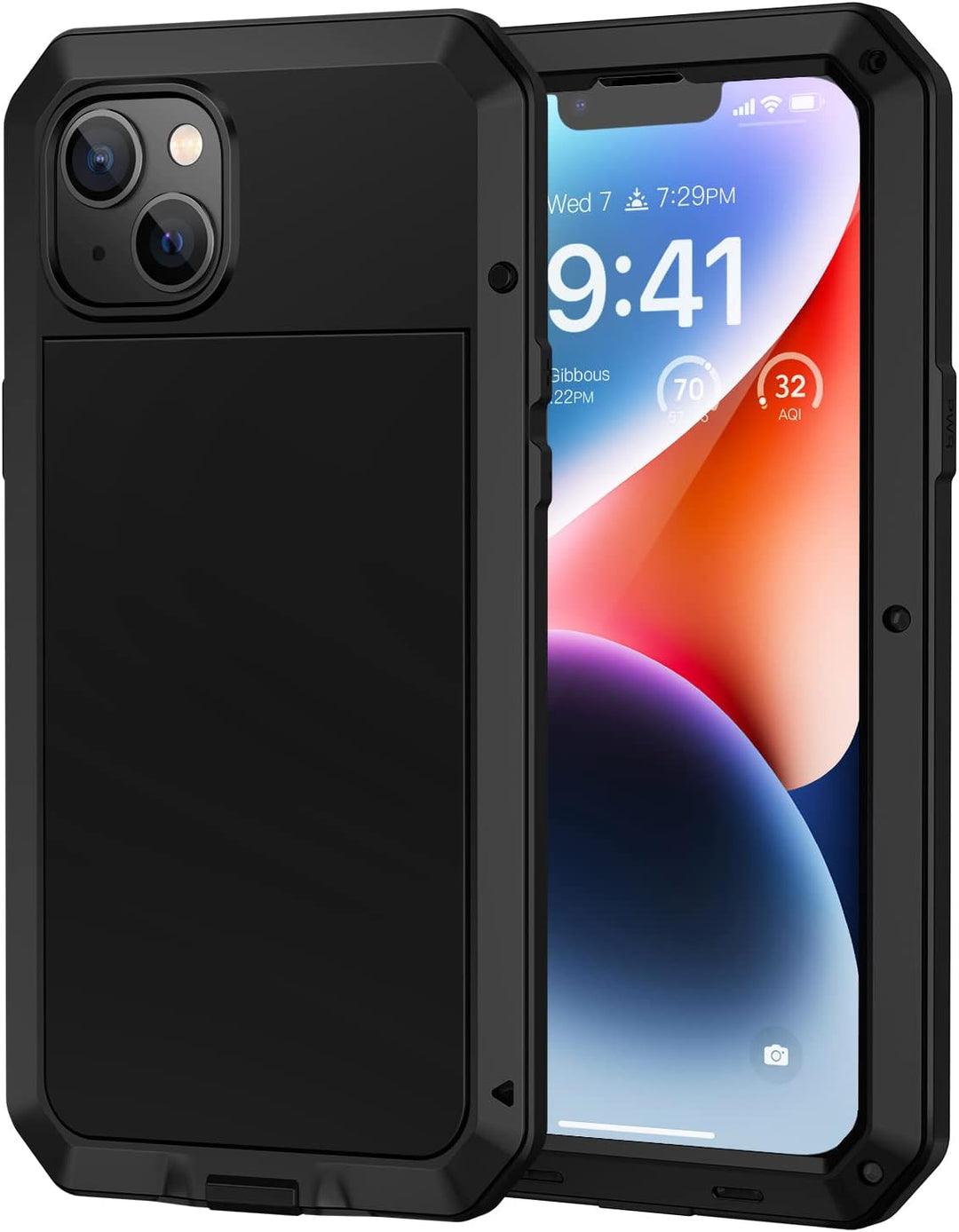 Lanhiem für iPhone 14 Hülle (6.1"), Panzerhülle iPhone 14 Case Outdoor Stossfest Metall Ganzkörper M