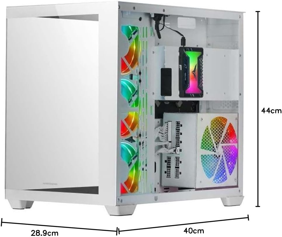 Mars Gaming MCV4 Weiss, Custom XXL E-ATX Gaming Tower, Rahmenloses Front und Seitenfenster Gehärtete