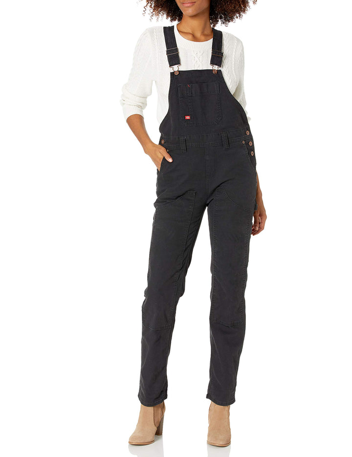 Dickies Damen Duck Double Front Bib Overalls XS Schwarz Abgespült, XS Schwarz Abgespült