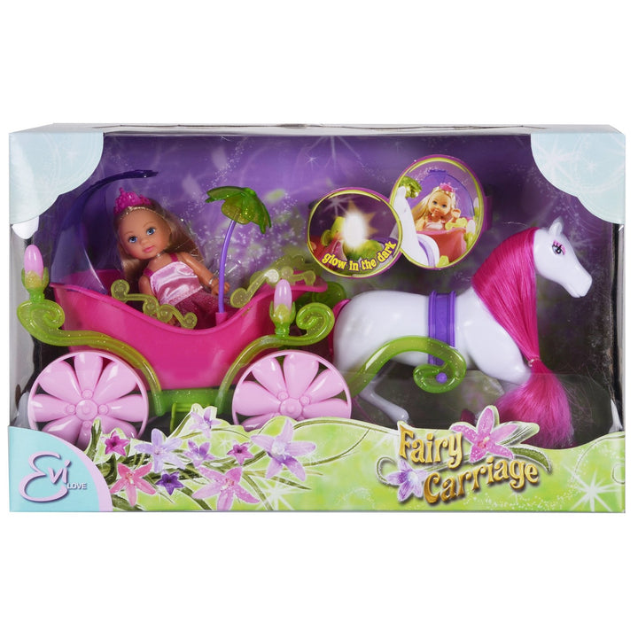 Simba 105735754 - Evi Love Fairy Carriage, märchenhafte Kutsche, mit Glow in the Dark Laternen, Evi