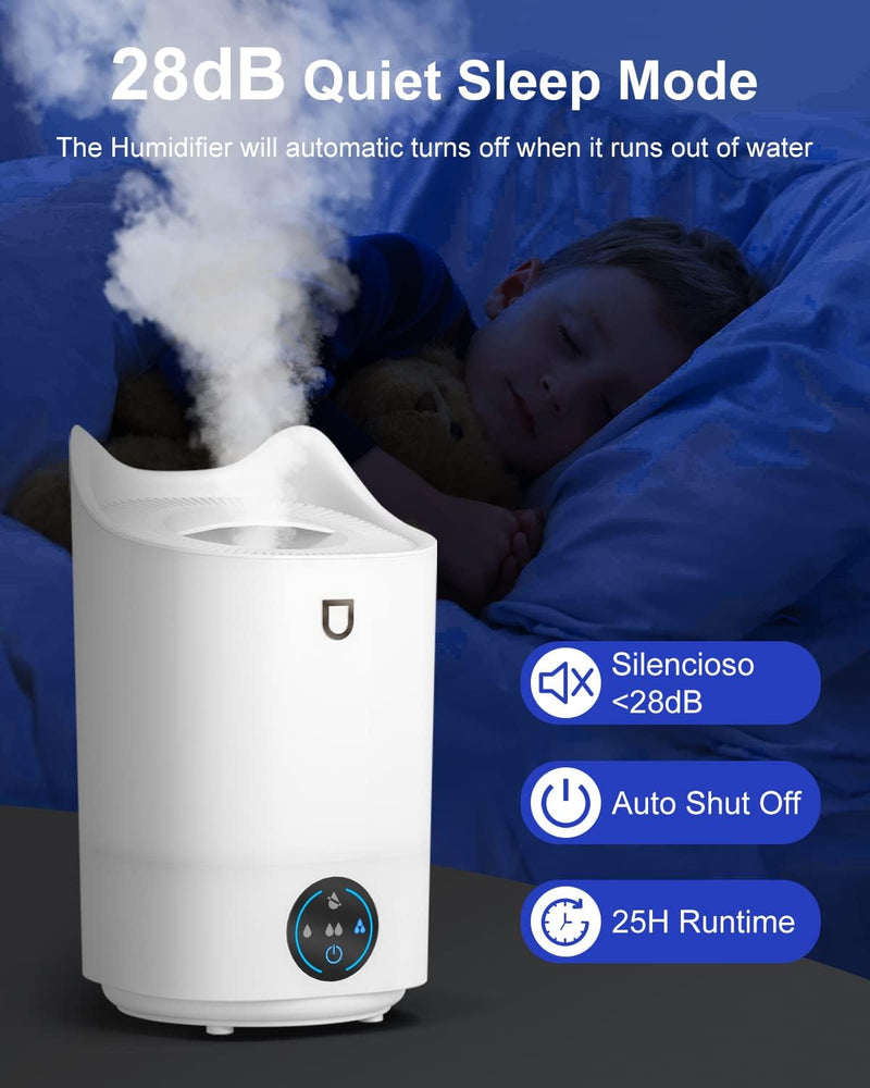 Luftbefeuchter für Schlafzimmer, 4L Aroma-Luftbefeuchter mit 4 Nebelmodi bis zu 48 Stunden, Leiser R