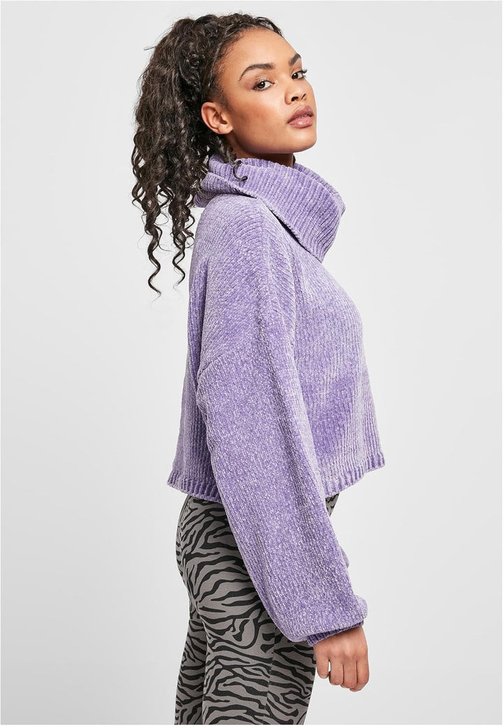 Urban Classics Damen Tb4516-ladies Short Chenille Turtleneck Sweater Sweatshirt S Lavender, S Lavend