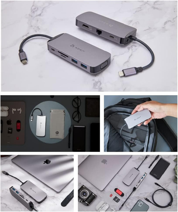ADAM elements CASA Hub X VGA 10-in-1 | Apple MacBook & USB-C Notebooks | grau | AAPADHUBXGY