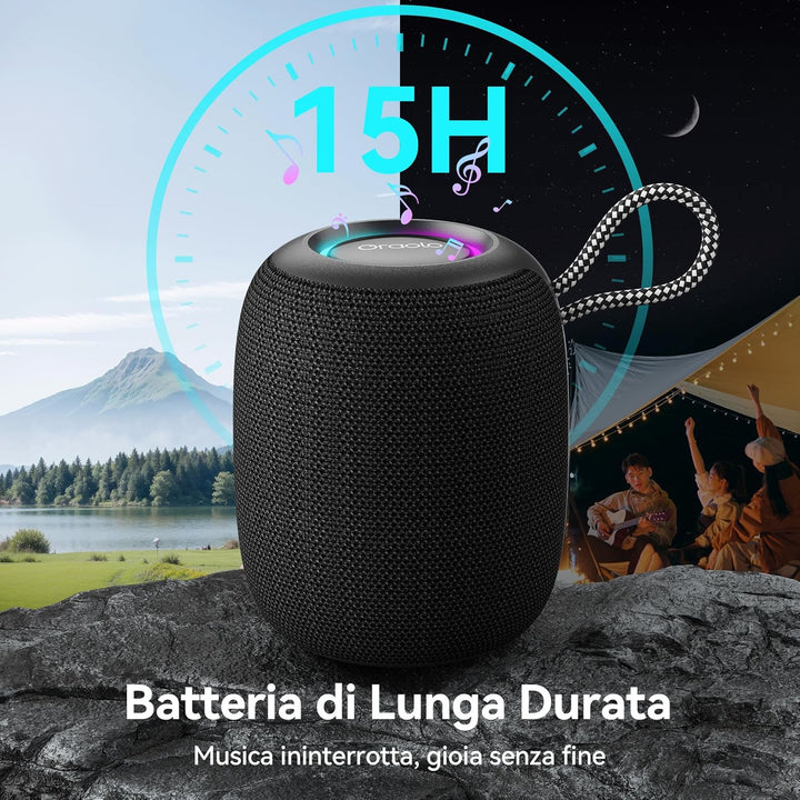 oraolo Bluetooth Lautsprecher, IPX7 Wasserdicht Musikbox Bluetooth, 30 Stunden Abspielzeit, LED Bele