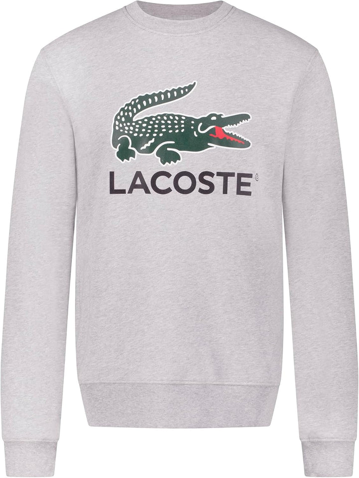 Lacoste Herren Sweatshirt SH1281, Männer Pullover,sportlicher Sweater,Logo XXL Silver Chine (Cca), X