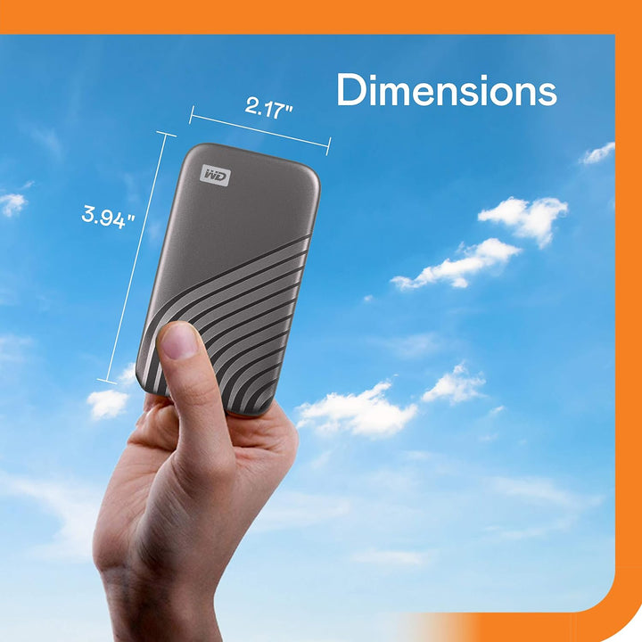 WD My Passport SSD 2 TB mobiler SSD Speicher (NVMe-Technologie, USB-C und USB 3.2 Gen-2 kompatibel,