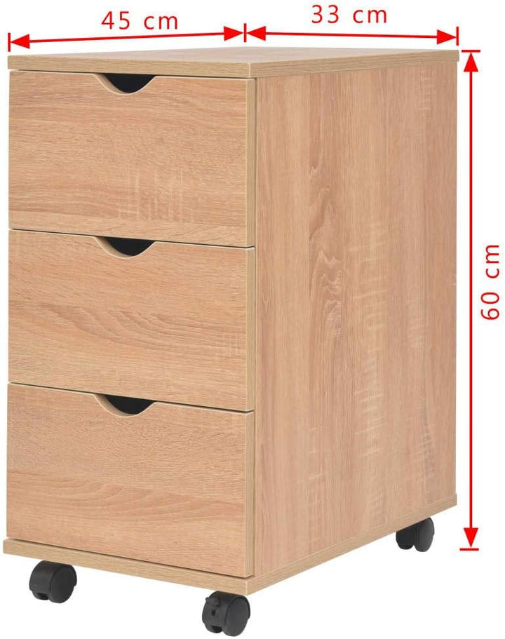 vidaXL Schubladenelement 33x45x60cm Eichenbraun Rollcontainer Büroschrank, Eiche