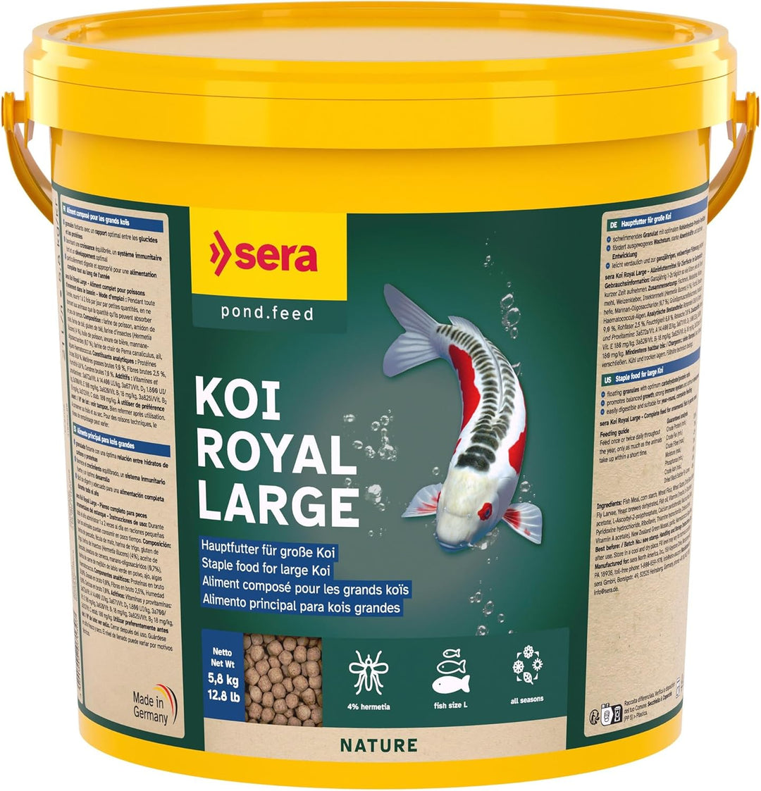 sera 07130 Koi Royal Nature Large (6 mm) 21 Liter - Hauptfutter BZW. Koifutter für EIN langes, gesun