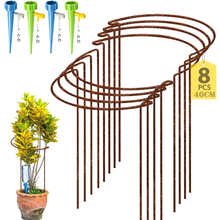 KAZITOO 8 Stück 40cm rostige Pflanze Stützpfeile, natürliche Rost Halbrunde Blume Unterstützung mit