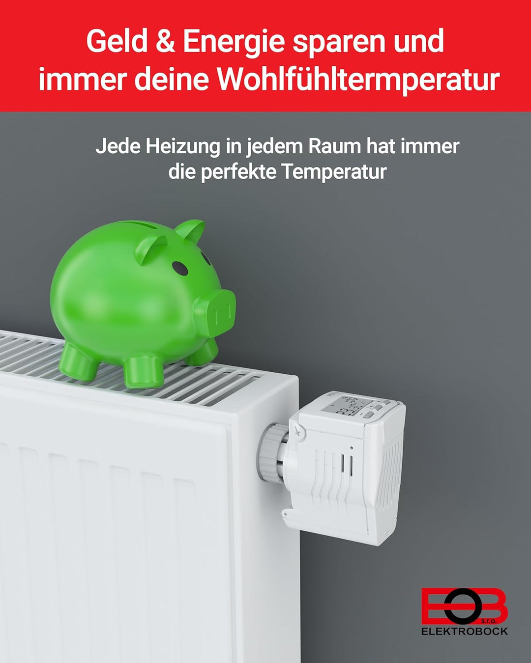 Elektrobock HD13 Programmierbarer Heizkörperthermostat, Weiss, Kompakt