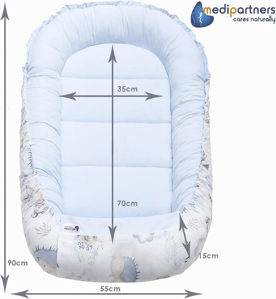 Medi Partners Babynest Kuschelnest Babynestchen 100% Baumwolle Nestchen Reisebett für Babys Säugling