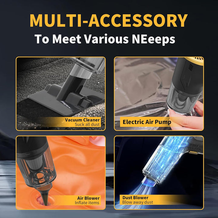 Handstaubsauger Akku 4-in-1 Auto Staubsauger Stark，15000Pa Tragbarer Autostaubsauger，mit Bürstenlose