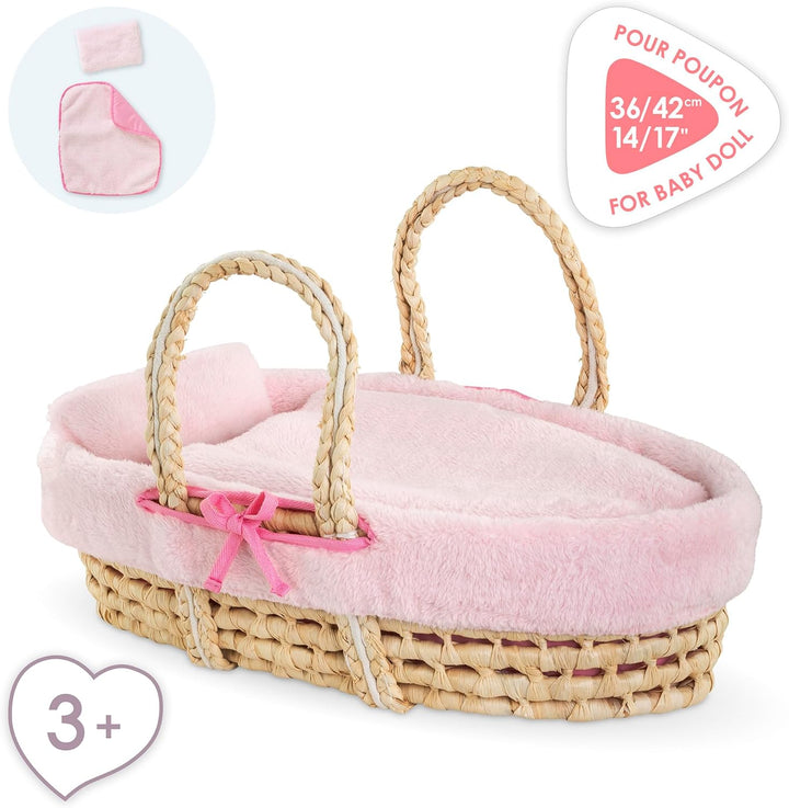 Corolle Mon Grand Poupon geflochtener Korb, Bett/Tragetasche mit Decke und Kissen für alle 36-42cm P