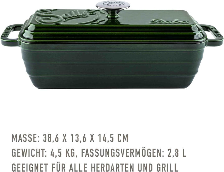 Sallys Gusseisen Brot- Backform Baba - Inklusive Brotskalpell (Hunter Green Majolika), Hunter Green