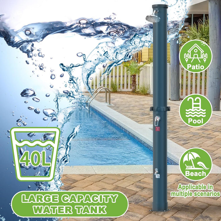 UISEBRT Solardusche 35 Liter - Gartendusche Solar Warmes Wasser max. 60°C ohne Stromanschluss, Ausse