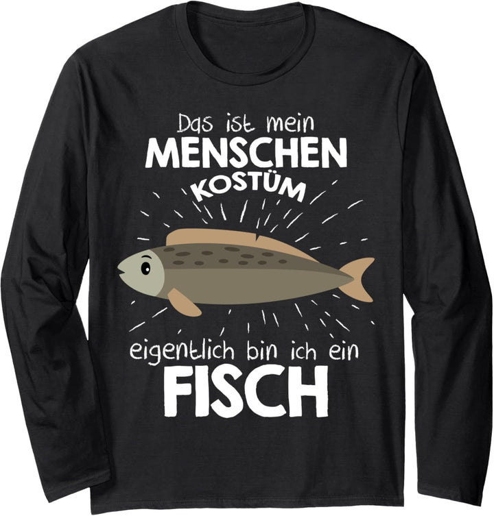 Mein Menschen Kostüm Bin ich ein Fisch, Halloween Outfit Langarmshirt