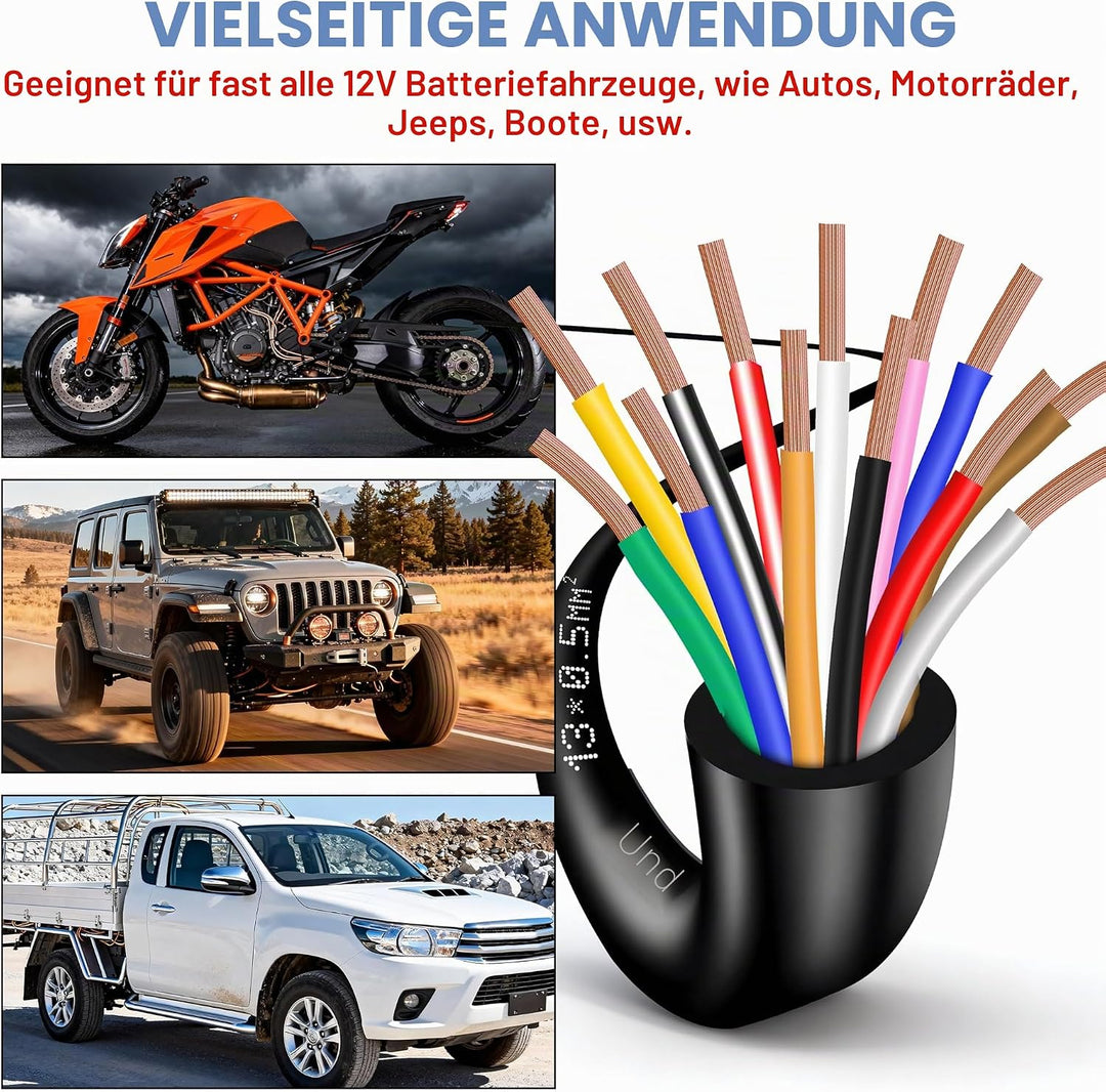 13 adriges Kabel für Anhänger 10m Abschleppseil 13 adriges Anhängerkabel schwarz für Wohnwagen LKW I