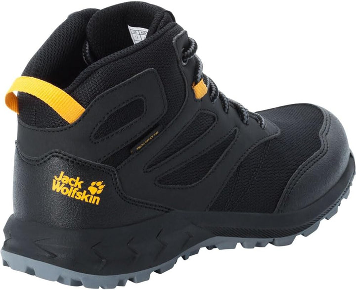 Jack Wolfskin Woodland Texapore Mid K Outdoorschuhe 30 EU Black Burly Yellow Xt, 30 EU Black Burly Y