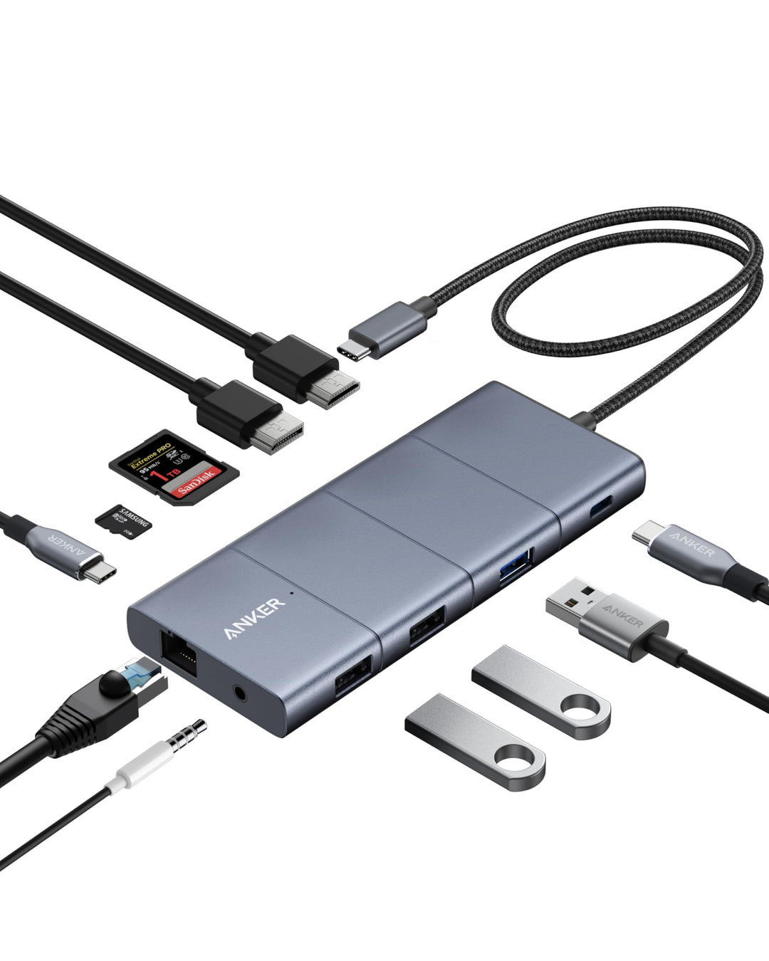 Anker 565 11-in-1 USB-C Hub, Docking-Station mit 10 Gbps USB-C & USB-A Datenports, 4K HDMI, DisplayP