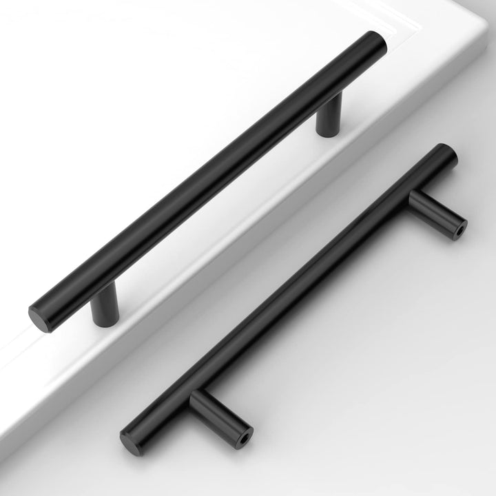 Amerdeco 10 Stück Möbelgriffe Edelstahl Schwarz 128mm Lochabstand Schrankgriffe für Küche, Schublade
