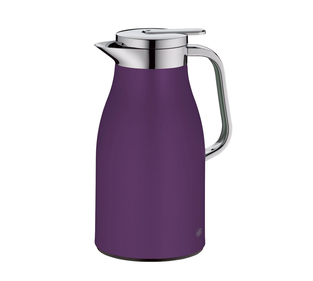 alfi SKYLINE 1,0l, deep lavender, Edelstahl-Isolierkanne mit hygienischem Hartglaseinsatz, Drehversc