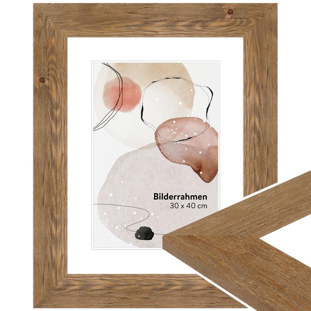 WANDStyle Bilderrahmen Strandhaus Stil 13x18cm I Farbe: Eiche-Optik I Fotorahmen I Holzbilderrahmen
