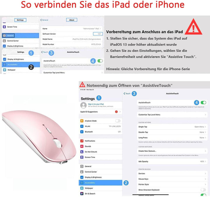 LEAPEST Kabellose Bluetooth Maus für MacBook Pro/Air/Mac/iPad/Laptop/Desktop/Mac/PC/Computer/Telefon