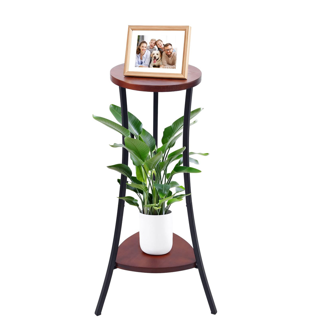 Blumenständer Holz 2-stufiger, 30" Höhe Pflanzenregal aus Metall, Pflanzenständer Blumenregal für de