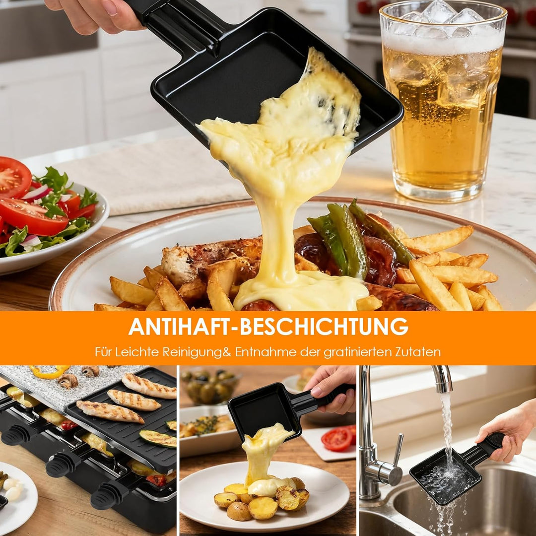8 Stück Pfännchen für Raclette, Antihaftbeschichtet Grill Pfännchen, Viereckig Mini Raclette für Rac