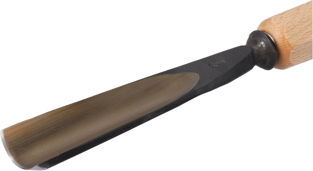 STUBAI Stemmeisen Stechbeitel Serie 52 - Form 7 | Gerades Hohleisen - 25 mm, mit Holzgriff, für Figu